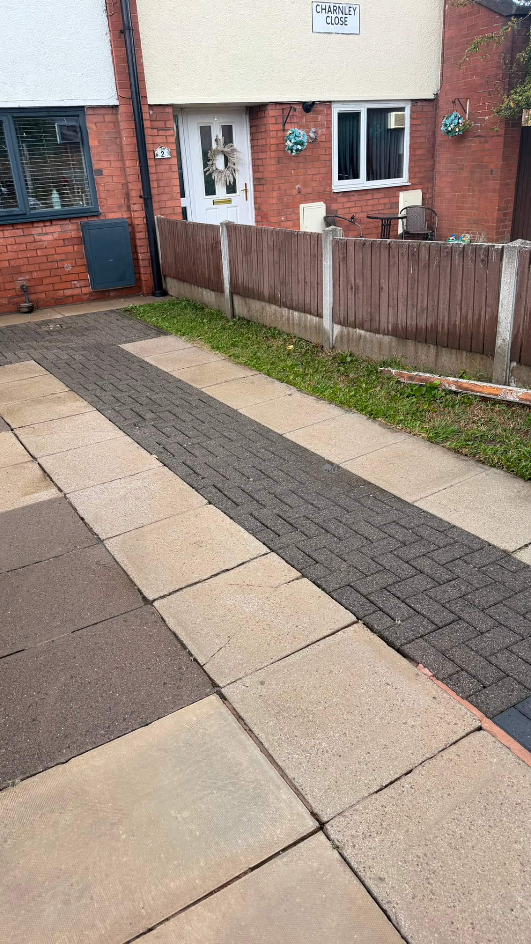 Front path paving after professional pressure cleaning